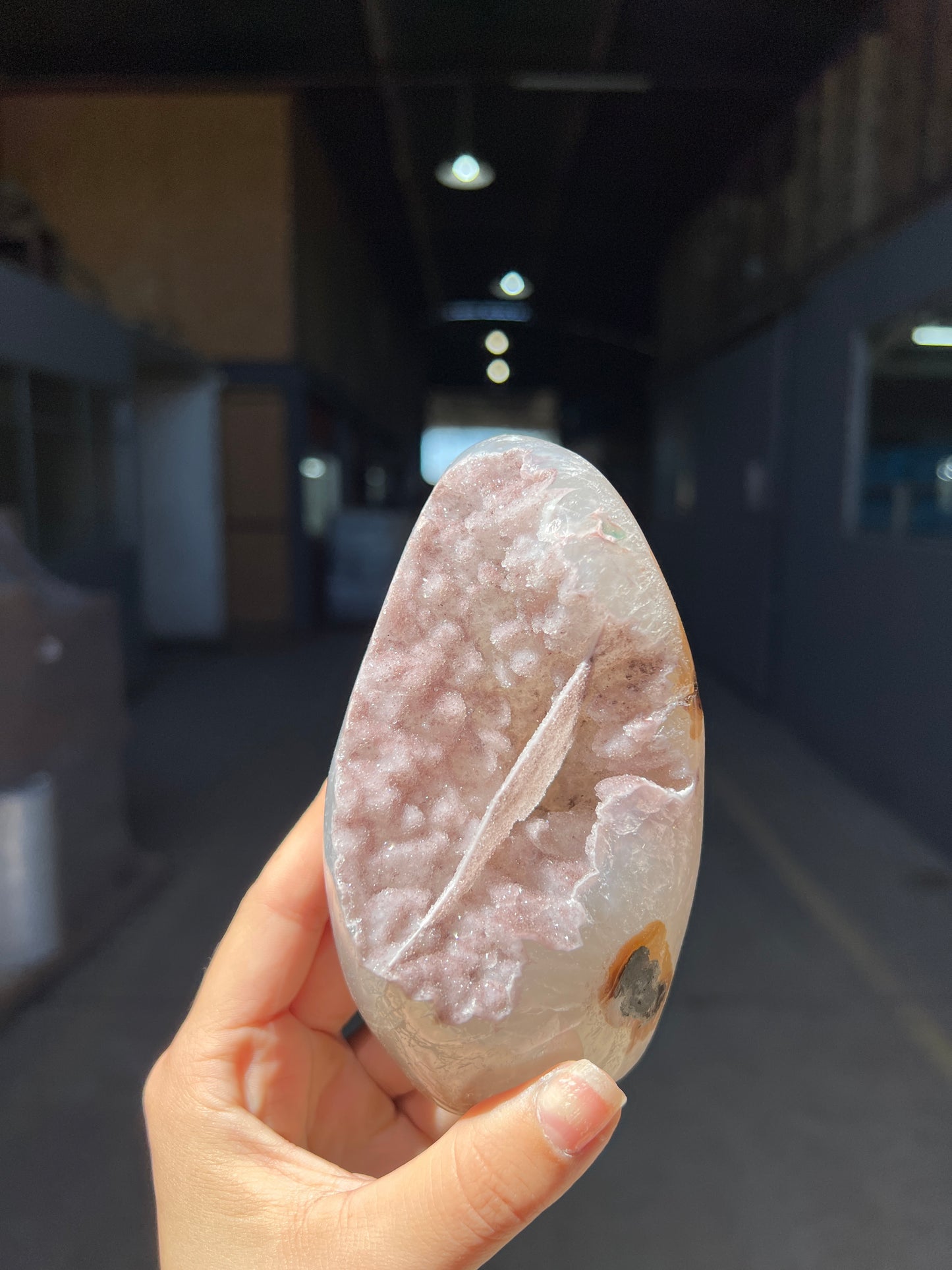 Pink pseudomorph quartz piece