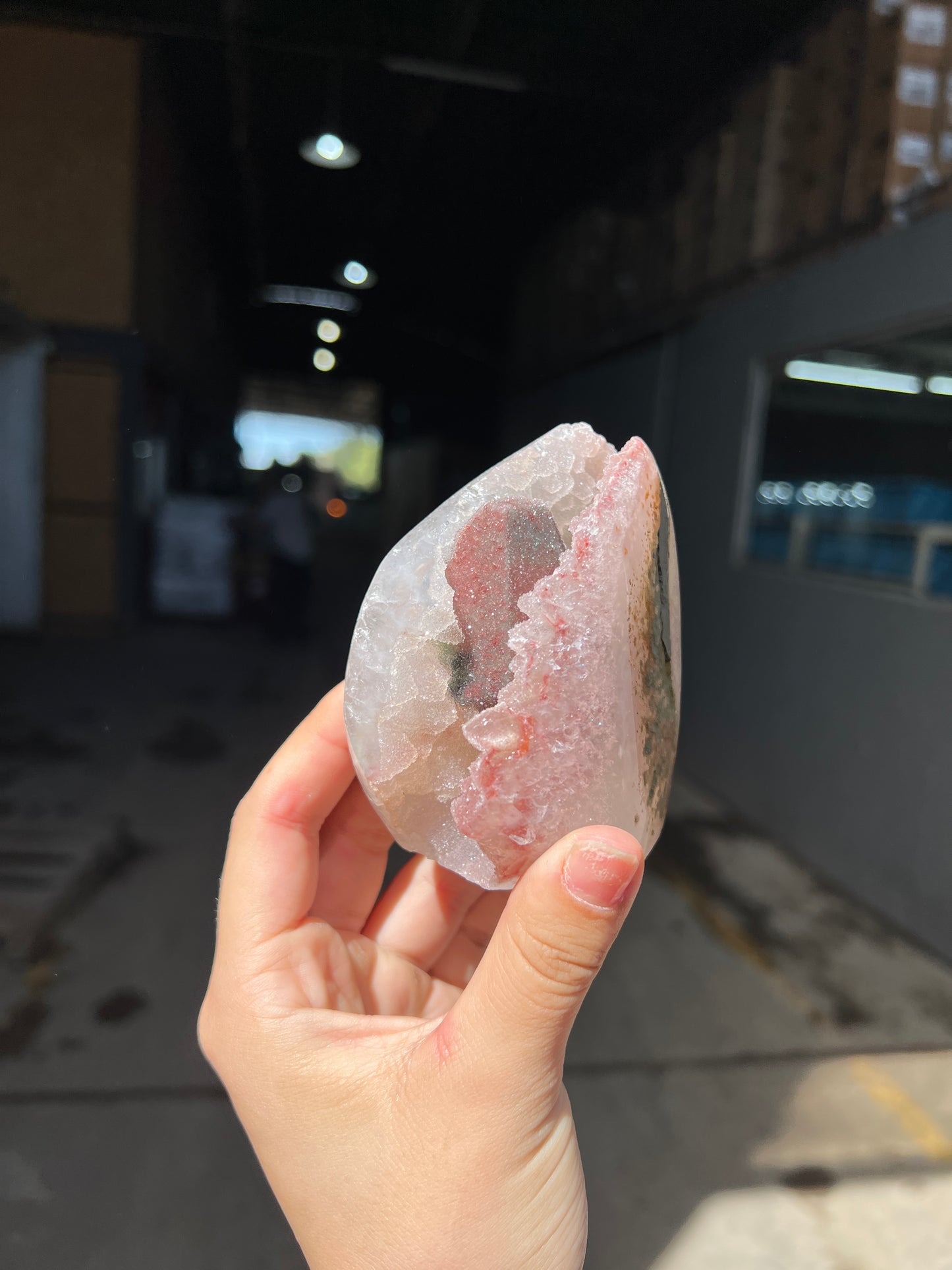 Red calcite mini quartz piece