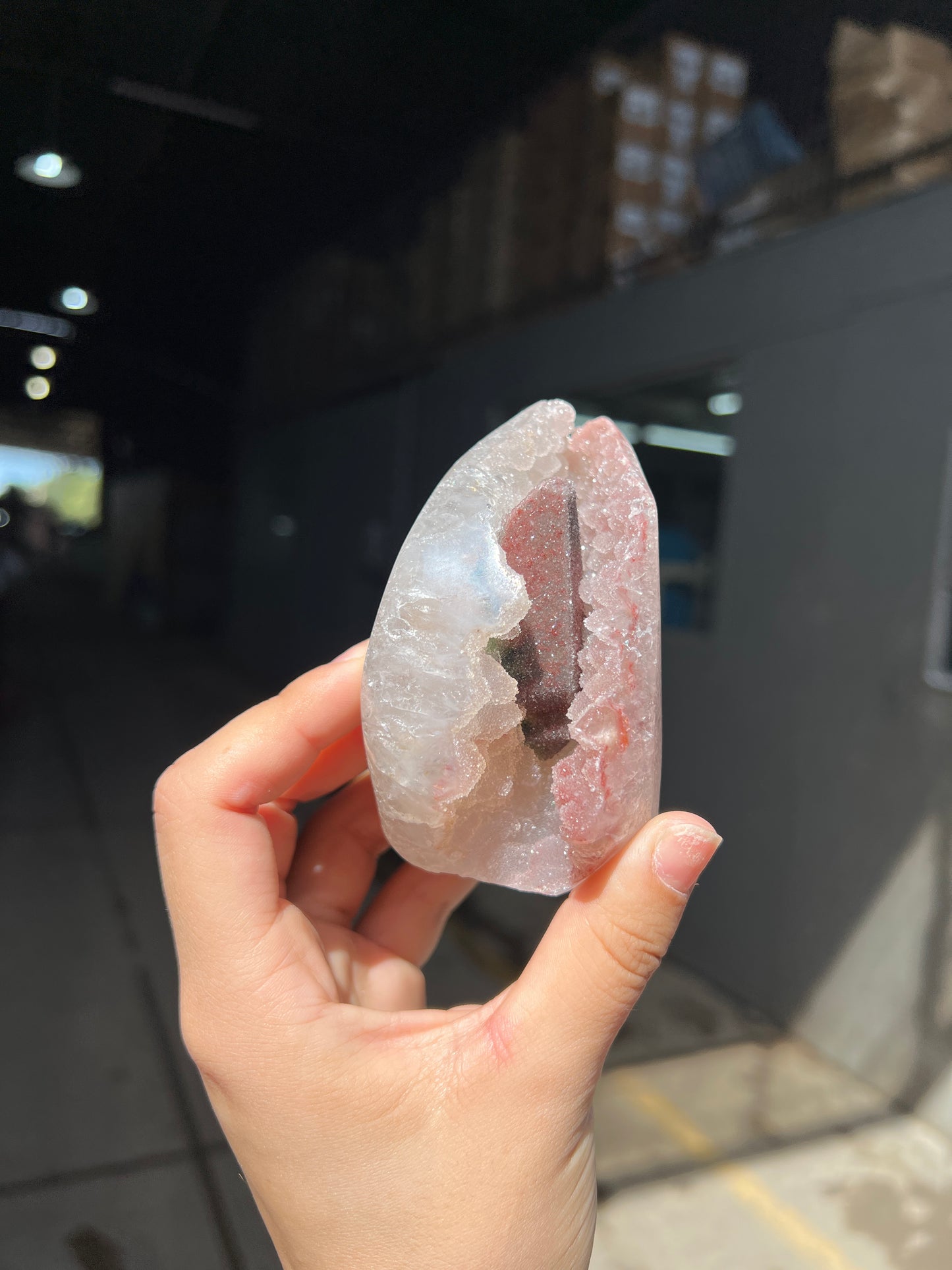 Red calcite mini quartz piece