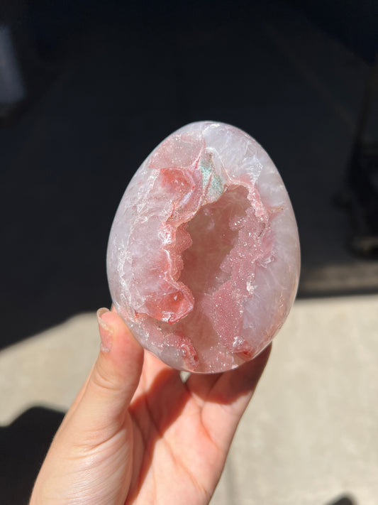 Special pink quartz egg