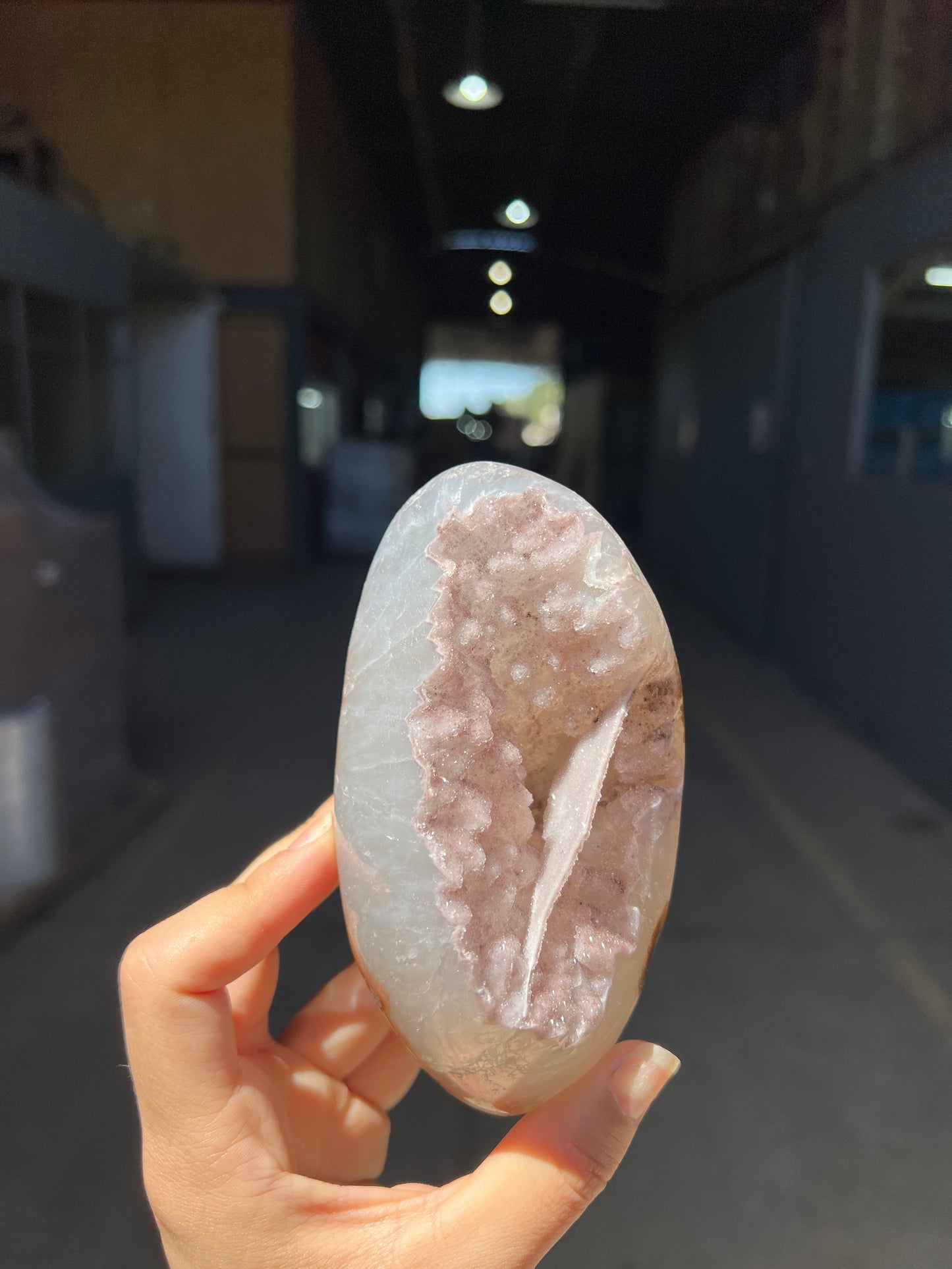 Pink pseudomorph quartz piece