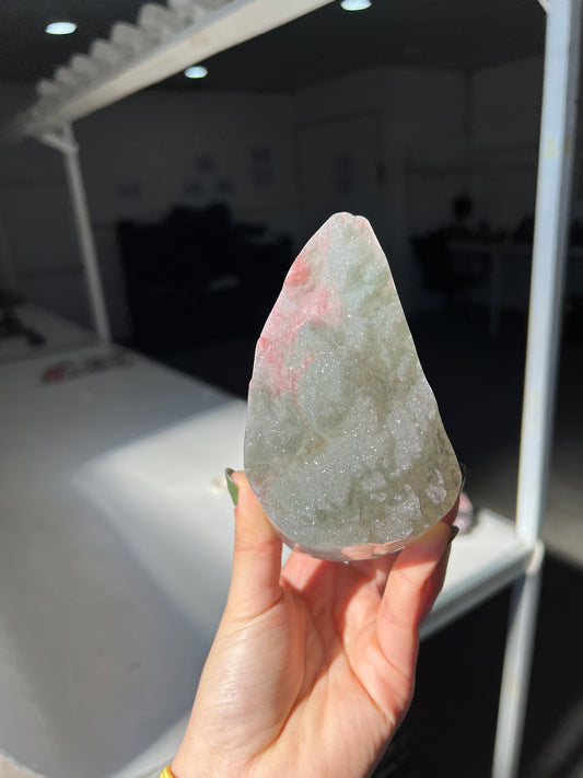 Pink and green quartz piece