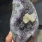 Black goethite amethyst and calcite specimen